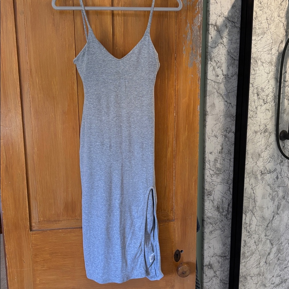 Nasty Gal Gray Ribbed Dress